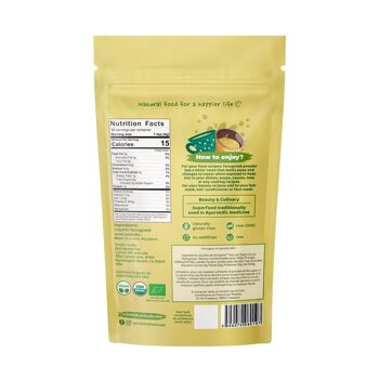 ORGANIC powdered fenugreek, rear view, menopause support