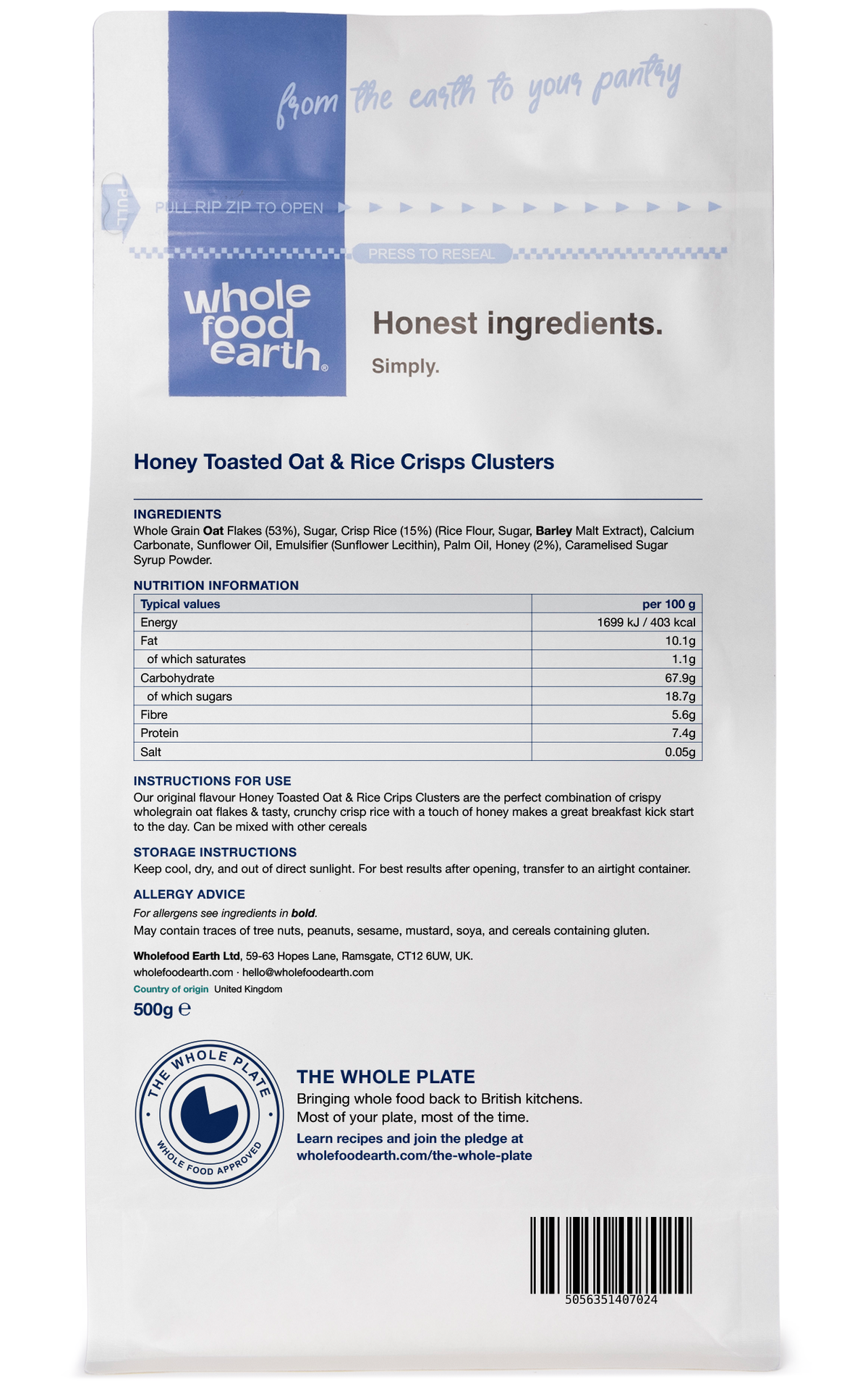 Honey Toasted Oat & Rice Crisps Clusters