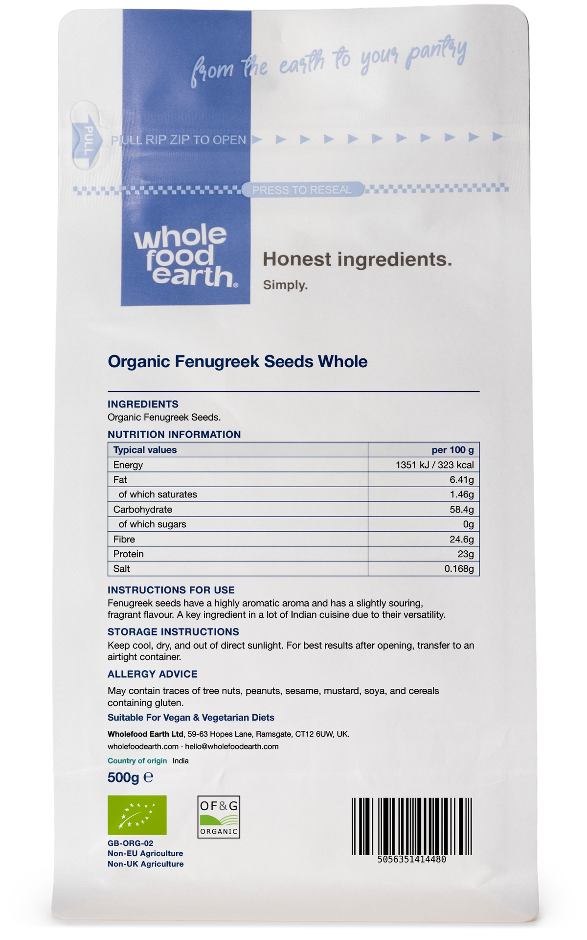 Organic Fenugreek Seeds Whole