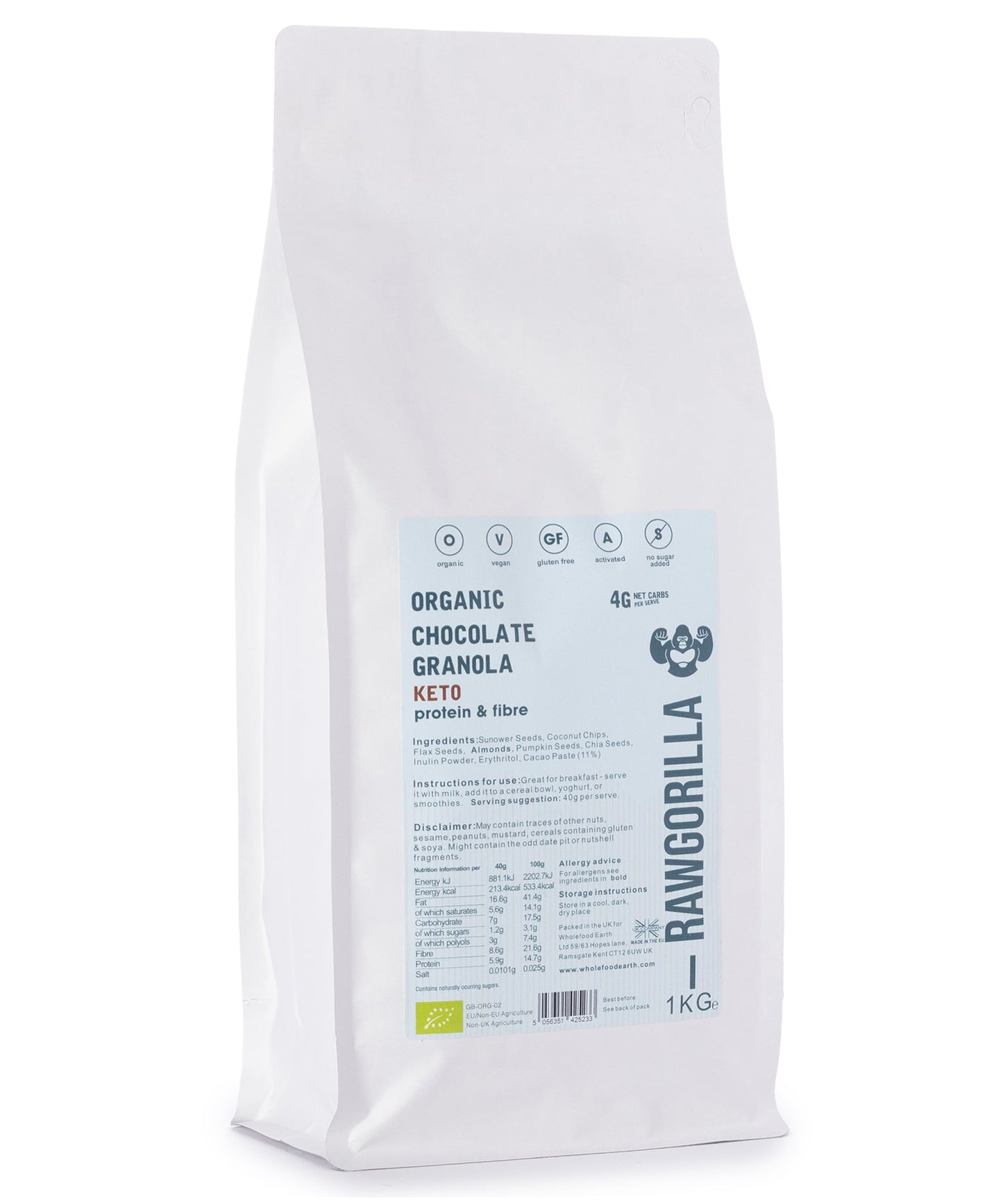 Organic Keto Chocolate Granola - RAWGORILLA - 1kg