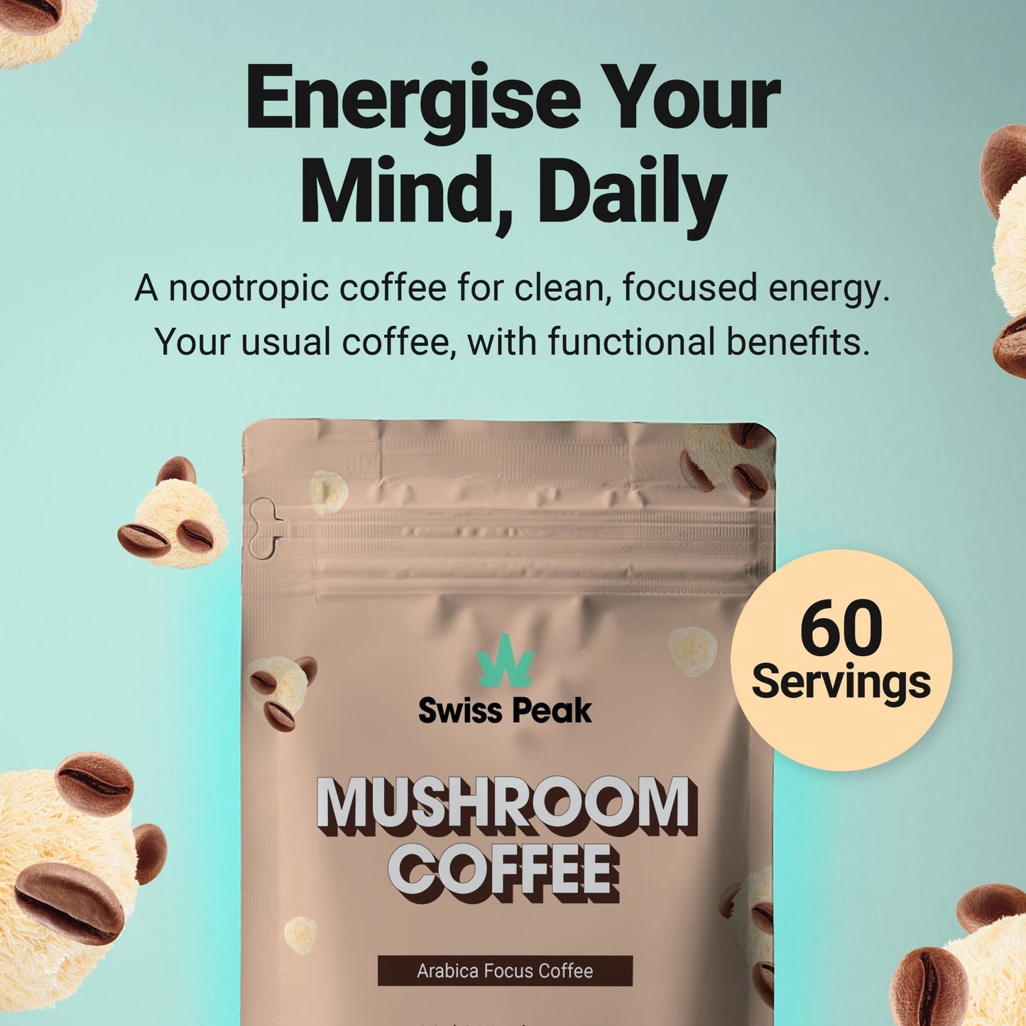 Functional Mushroom Coffee | 60 Servings