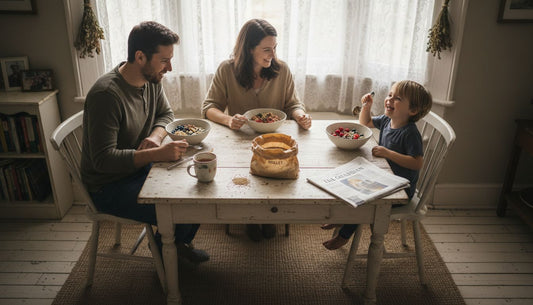 Family enjoying healthy porridge alternatives breakfast