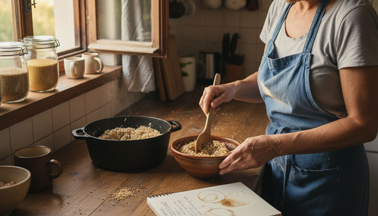 Preparing ancient grains in home kitchen
