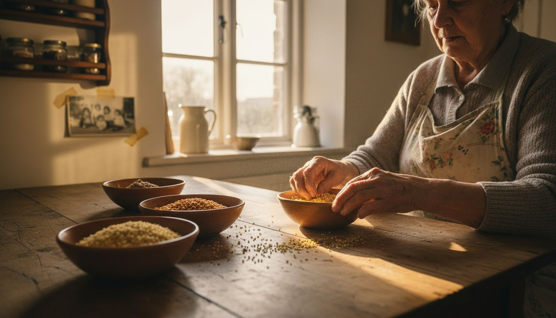 Cooking plant protein meal in sunlit kitchen