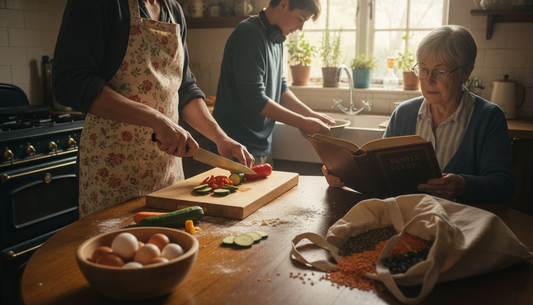 Family preparing nutrient-rich protein meal