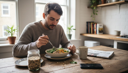 Man eating nutrient-dense wholefood meal