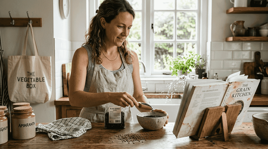Preparing quinoa and ancient grains in kitchen