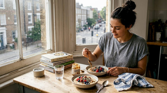 Home cook assembling hearty breakfast bowls