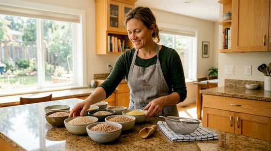 Home cook preparing ancient grains in kitchen