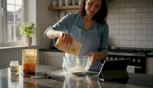 Baker preparing wheat-free flour recipe