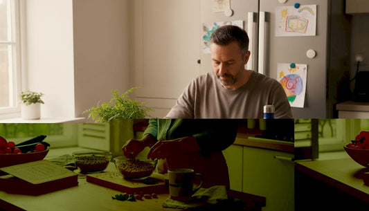 Meal prep with plant protein sources in home kitchen