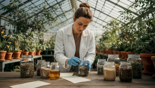 Food scientist examining natural flavouring samples in lab