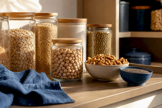 Whole plant food pantry staples in jars