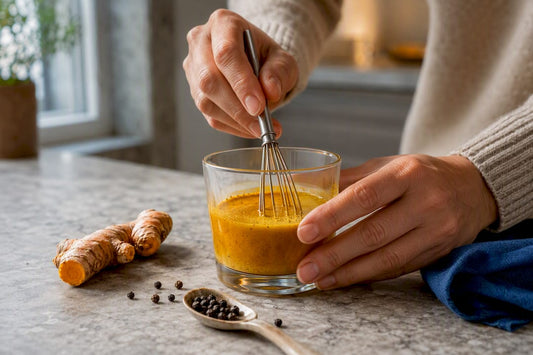 Turmeric shot with pepper and olive oil