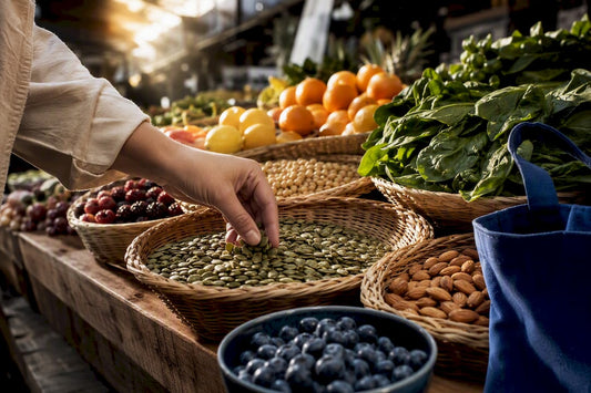 Shopper selecting nutrient-rich wholefoods