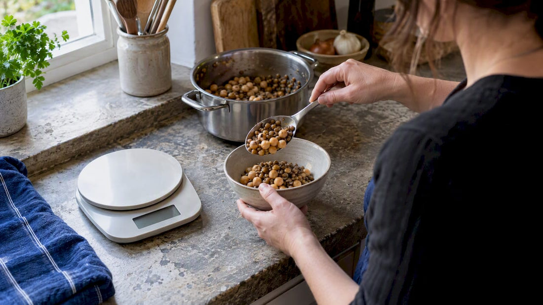 Cooked pulses portioned for a healthy serving