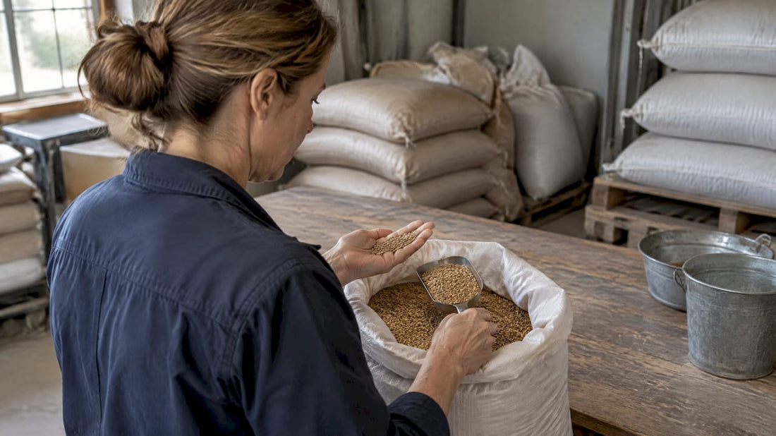 Buyer inspecting wheat before bulk purchase