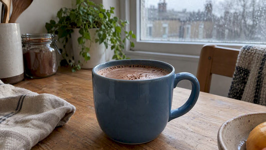 Mug of hot chocolate in a home