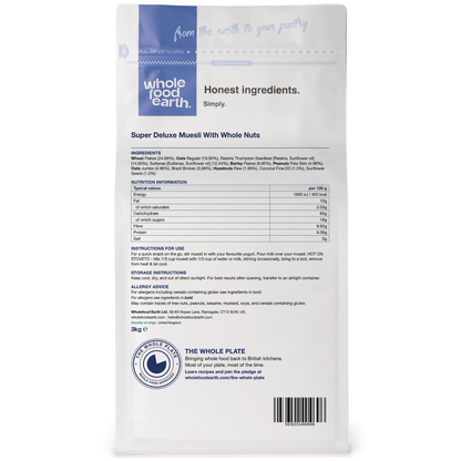 Super Deluxe Muesli With Whole Nuts - A Blend of Flakes with Dried Fruit, Nuts & Seeds