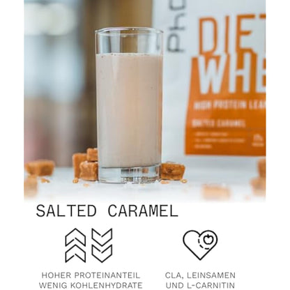 PhD Nutrition Diet Whey Low Calorie Protein Powder, Low Carb, High Protein Lean Matrix, Salted Caramel Diet Whey Protein Powder, High Protein, 62 Servings Per 2 kg Bag [Packing May Vary]