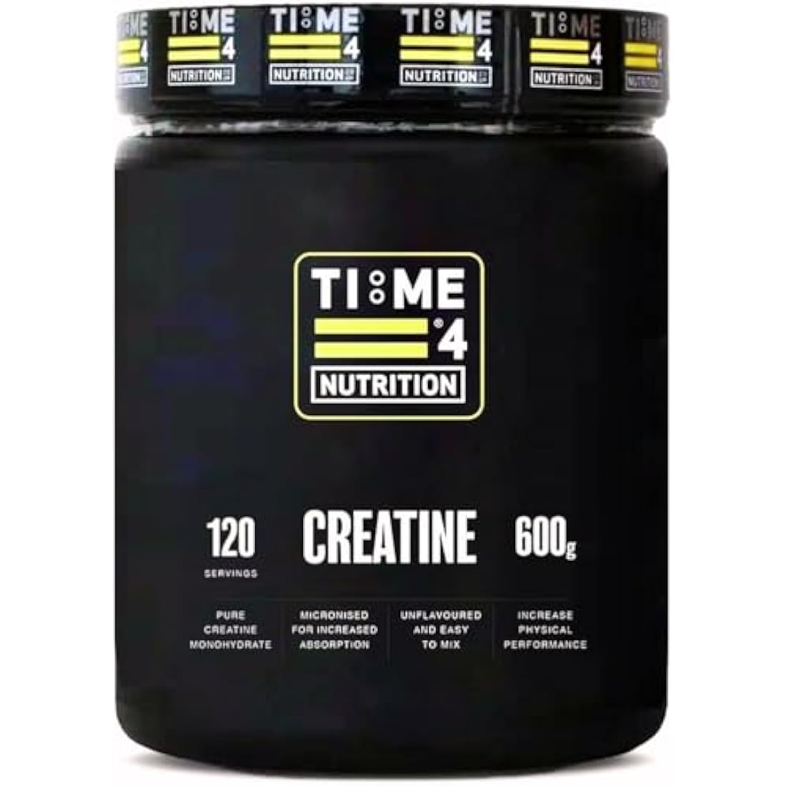 Time 4 Creatine Powder 600g - 120 x 5g Servings - Micronised Creatine Monohydrate Powder, Unflavoured 100% Pure Premium Grade Creatine Monohydrate, Easy to Mix, Vegan Friendly, Gluten Free, No Filler