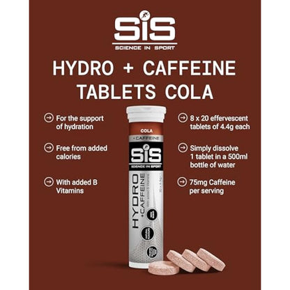 Science in Sport HYDRO Electrolyte Tablets 160 pcs. Cola + Caffeine – Vegan & Gluten-Free, With Sodium, Calcium, Potassium & Magnesium for Balanced Electrolyte Levels (packaging may vary)