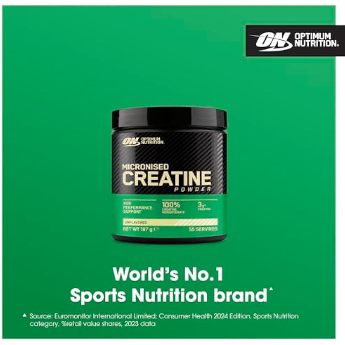 Optimum Nutrition Micronised Creatine Powder, 100% Pure Creatine Monohydrate Powder for Performance and Muscle Power, Unflavoured Shake, 186 Servings, 634 g
