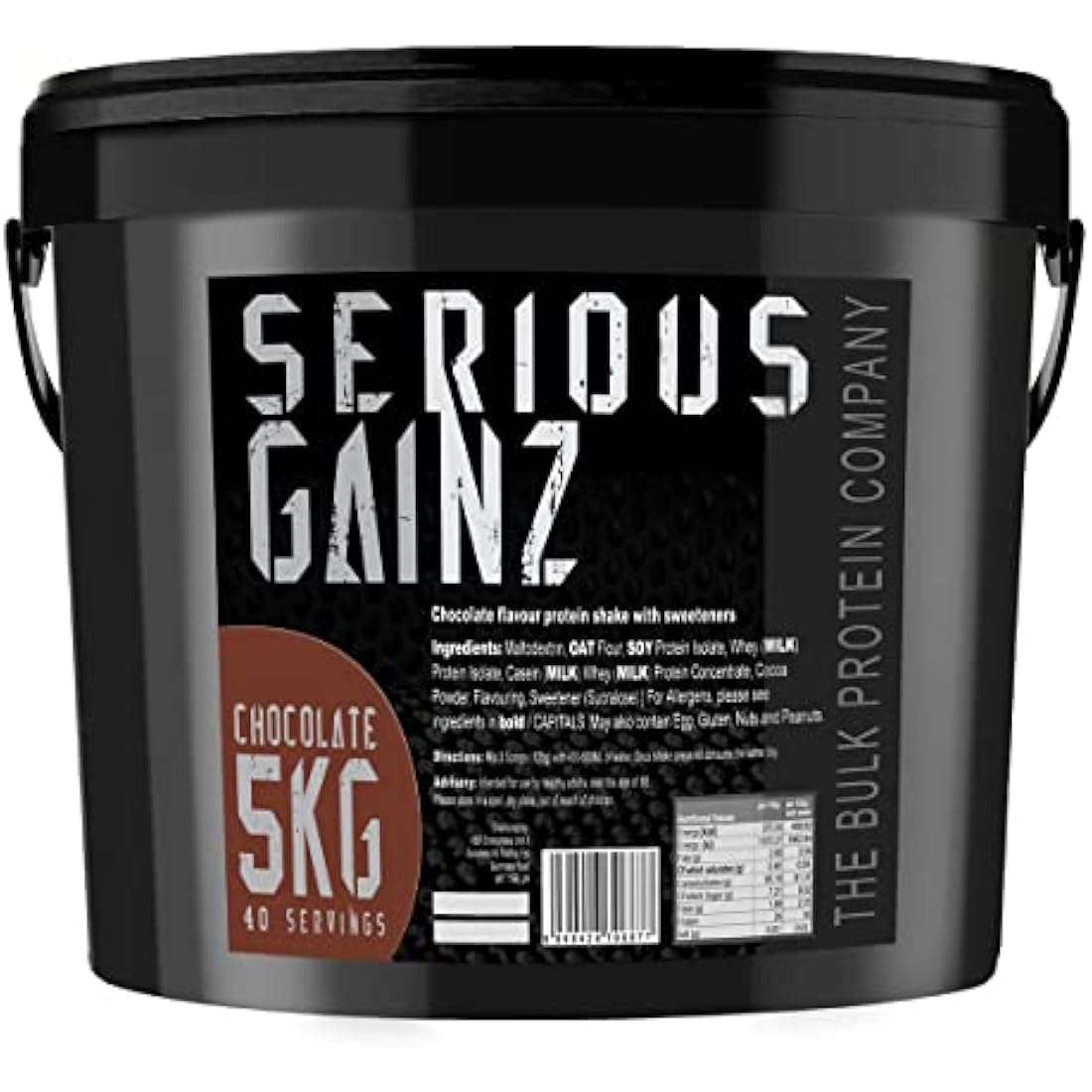 The Bulk Protein Company, SERIOUS GAINZ - Whey Protein Powder - Weight Gain, Mass Gainer - 30g Protein Powders (Chocolate, 5kg)