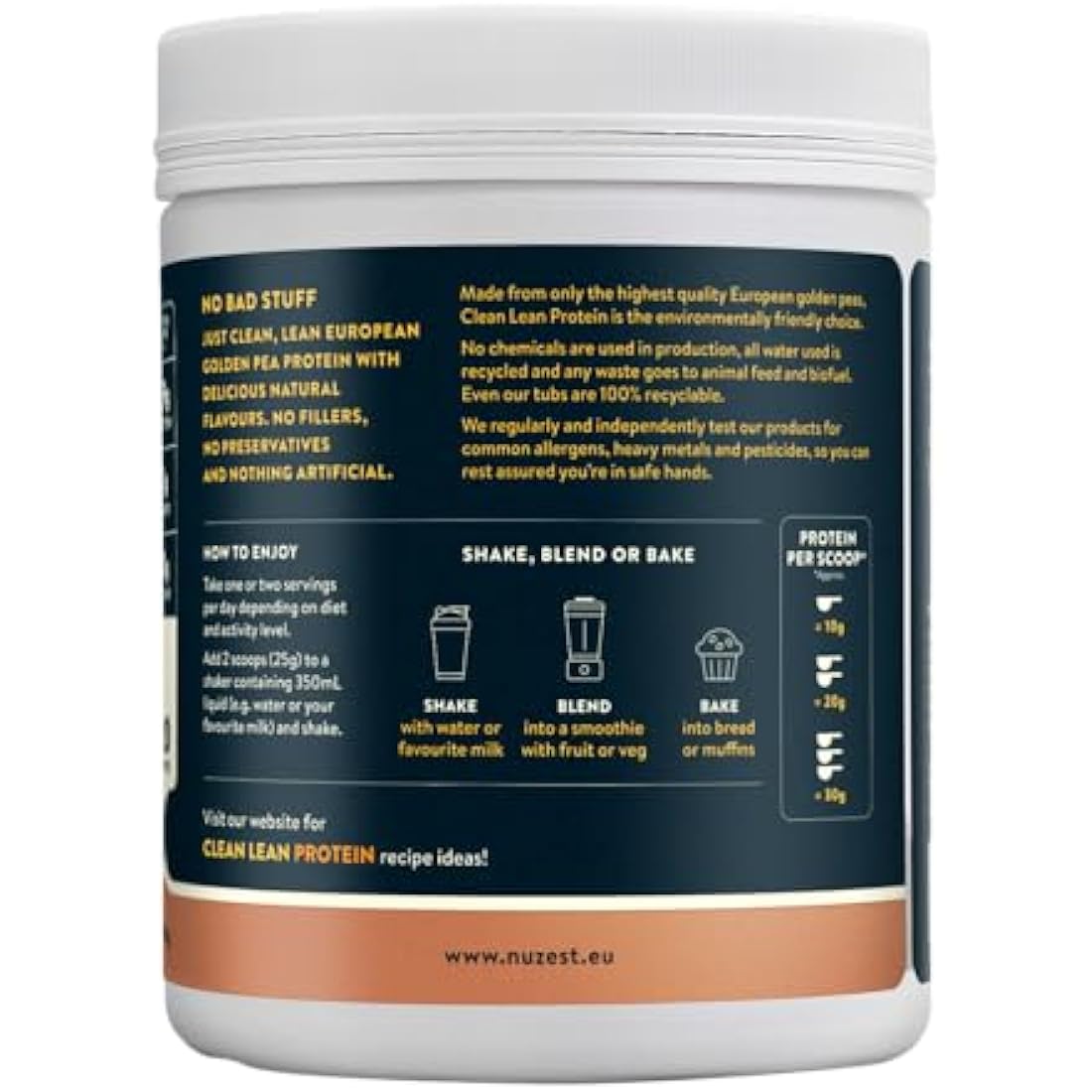 Vegan Protein Powders by Nuzest - Clean Lean Protein - Rich Chocolate - Plant Based Pea Protein Shake - Low Calorie & Low Carb - Gluten Free - Dairy Free - 500g (20 Servings)