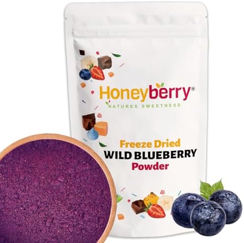 Freeze Dried Wild Blueberry Powder 500g - 100% Natural and Pure Ground Blueberries - Superfood Fruit Powder for Baking, Yoghurt, Smoothie, Cocktails - Dehydrated Freeze Dried Fruit Powder