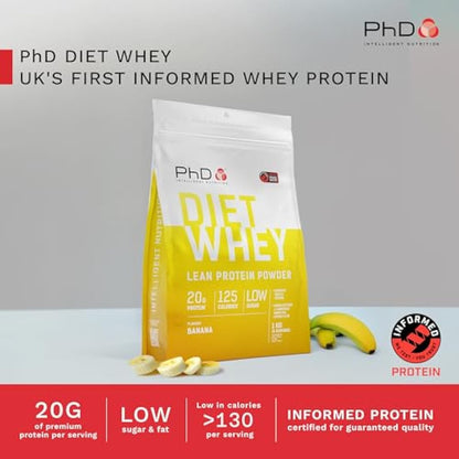 PhD Nutrition Diet Whey Lean Protein Powder | Banana Whey Protein Powder | 1kg Bag [ Packaging May Vary ]