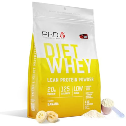 PhD Nutrition Diet Whey Lean Protein Powder | Banana Whey Protein Powder | 1kg Bag [ Packaging May Vary ]