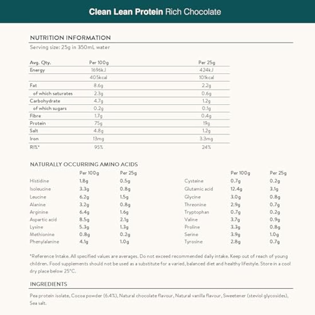 Vegan Protein Powders by Nuzest - Clean Lean Protein - Rich Chocolate - Plant Based Pea Protein Shake - Low Calorie & Low Carb - Gluten Free - Dairy Free - 500g (20 Servings)