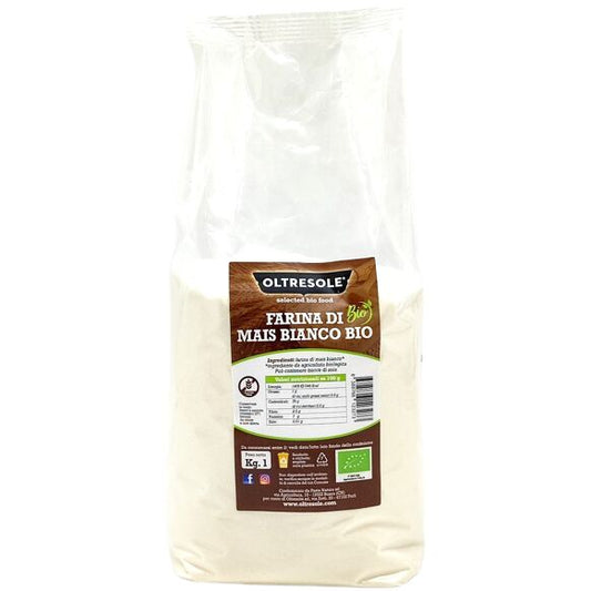 ORGANIC WHITE CORN FLOUR 1 Kg, front view, ancient grains, nutrient dense