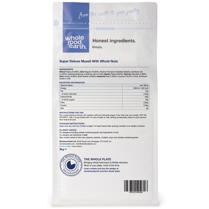 Super Deluxe Muesli With Whole Nuts - A Blend of Flakes with Dried Fruit, Nuts & Seeds