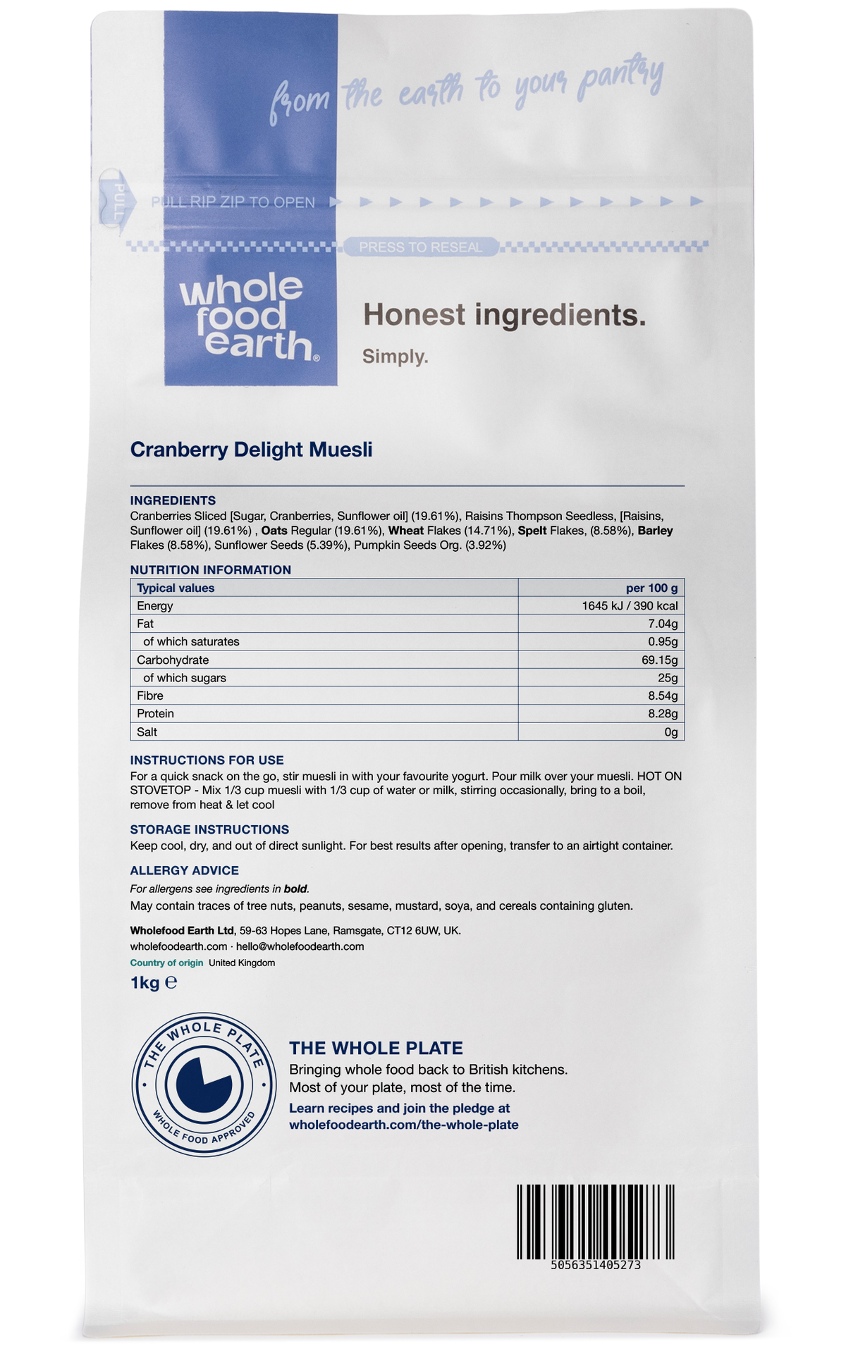 Cranberry Delight Muesli - A Blend of Flakes with Cranberries & Seeds