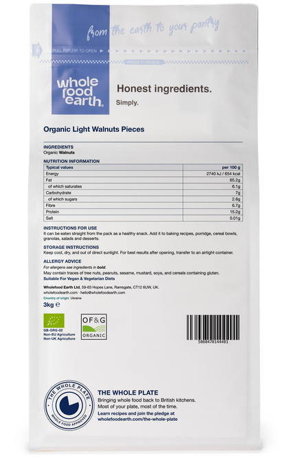 Organic Light Walnuts Pieces