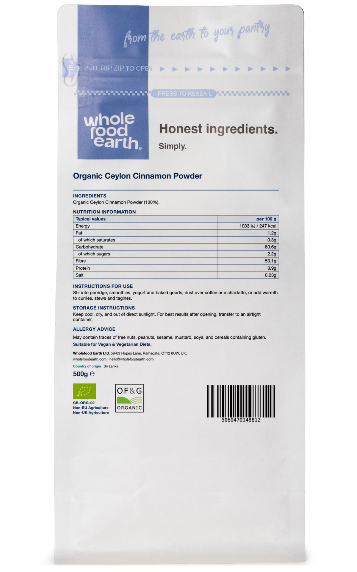 Organic Ceylon Cinnamon Powder (True)