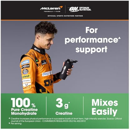 Optimum Nutrition Micronised Creatine Powder, 100% Pure Creatine Monohydrate Powder for Performance and Muscle Power, Unflavoured Shake, 186 Servings, 634 g