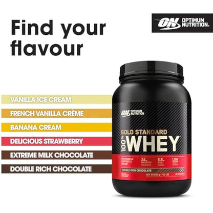 Optimum Nutrition Gold Standard Whey Protein, Muscle Building Powder with Naturally Occurring Glutamine and Amino Acids, Double Rich Chocolate, 29 Servings, 899 g, Packaging May Vary