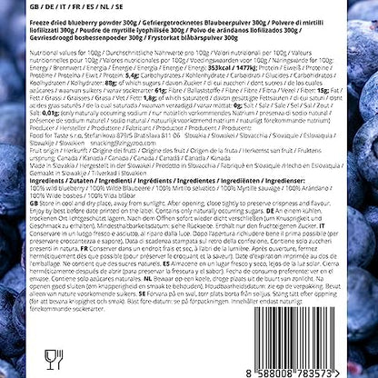 Freeze Dried Wild Blueberry Powder | XL 300g Vaccinium Myrtillus Pure Blueberries Fruit Milled to Bilberry Powder | Make Smoothies Bowls, Superfood Like Aronia, Acai Berry Powder | ZingyZoo
