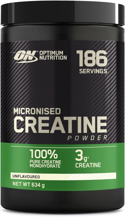 Micronised Creatine Powder, 100% Pure Creatine Monohydrate Powder for Performance and Muscle Power, Unflavoured Shake, 186 Servings, 634 g