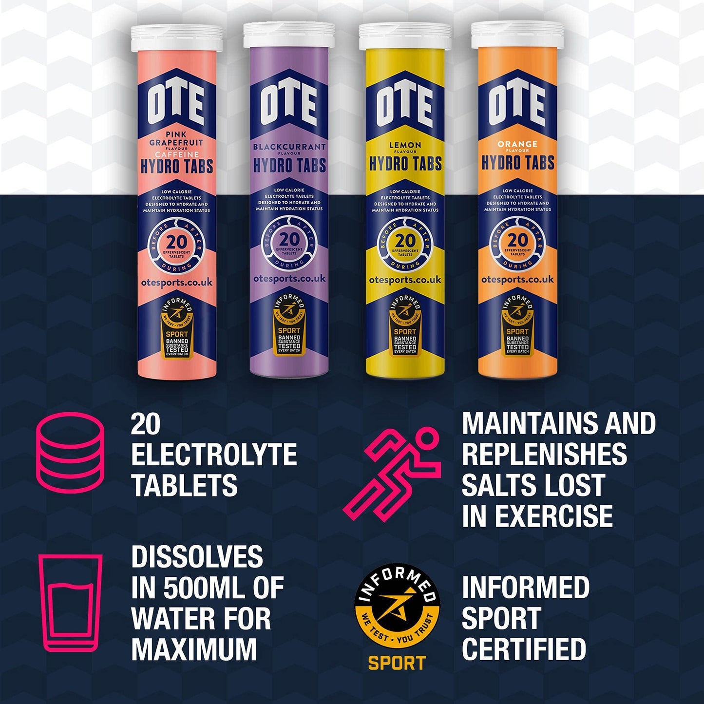 OTE Hydration Tablets - Electrolyte Tablets - Salt Tablets for Runners & Cyclists - Rehydration Tablets for Cycling, Running and Endurance Sport -