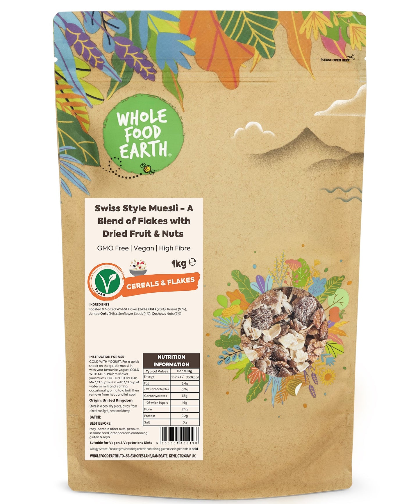 Swiss Style Muesli - A Blend of Flakes with Dried Fruit & Nuts