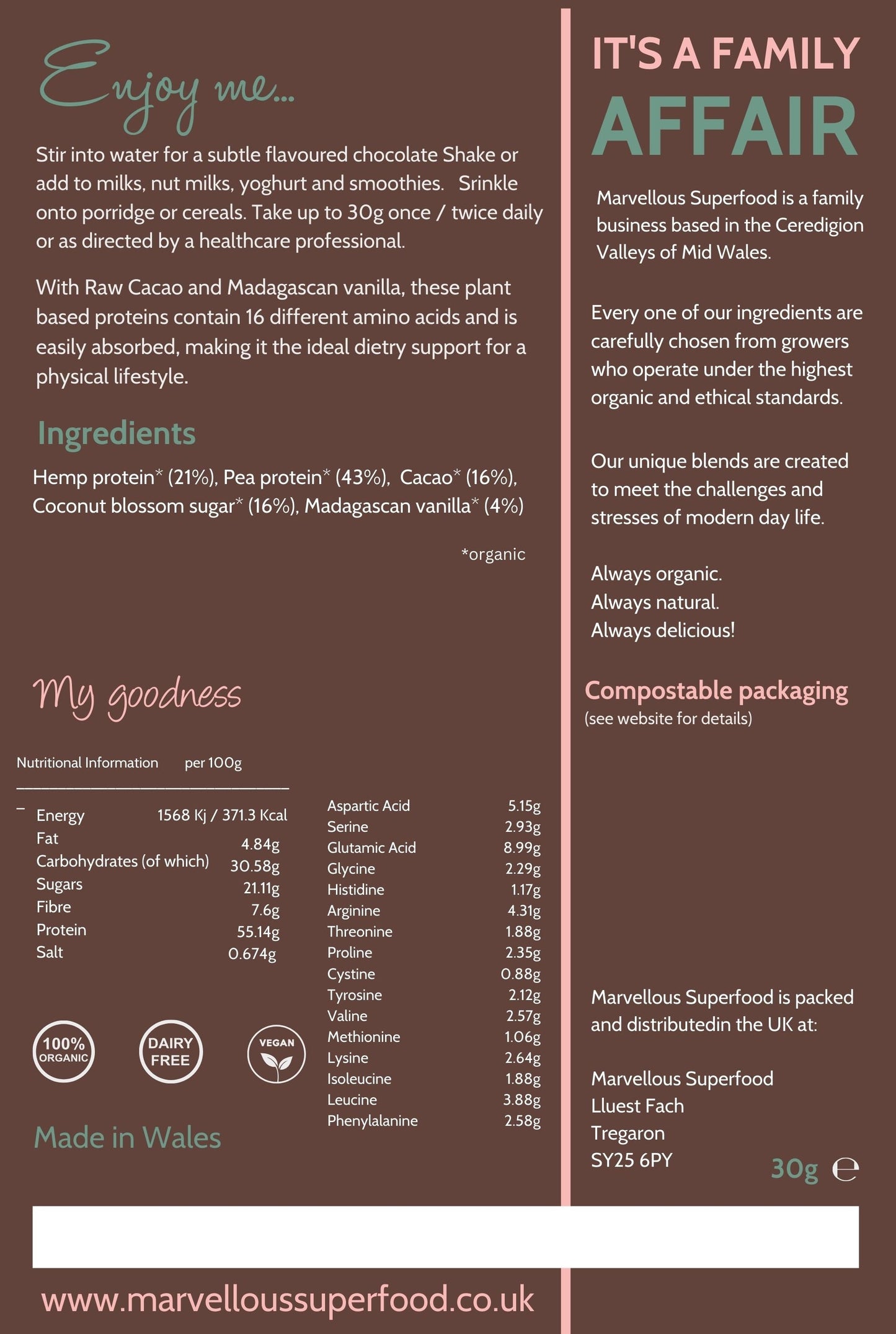 Nutrient Pure Protein powder.