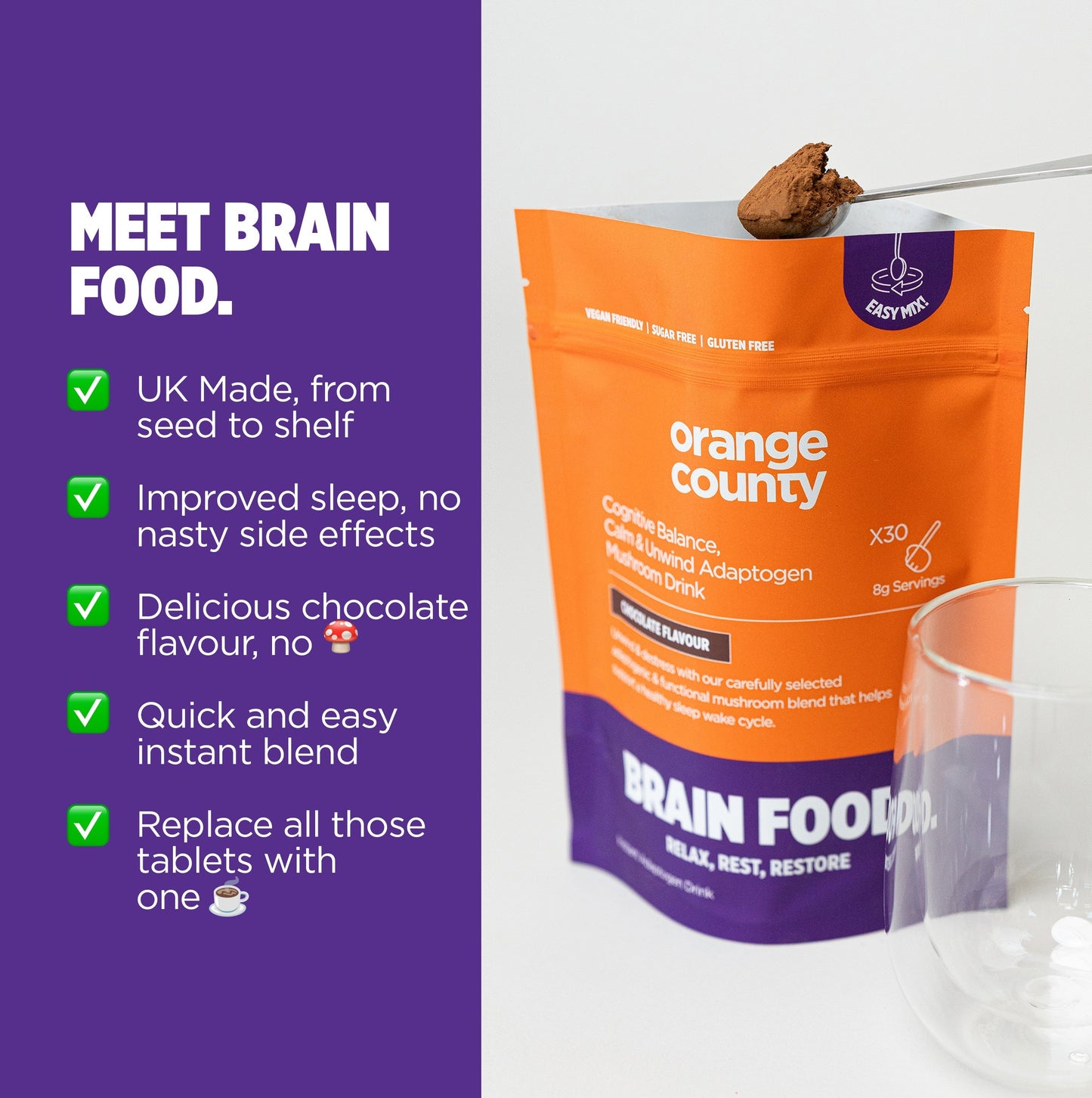 BRAIN FOOD. Calm & Unwind | 240g & Free Mixer!
