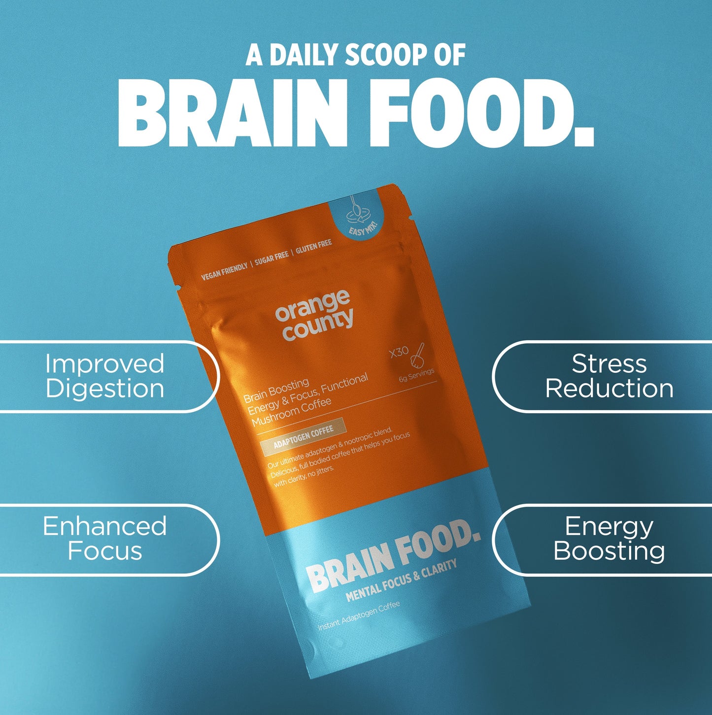 BRAIN FOOD. Focus Coffee | 200g & Free Mixer!