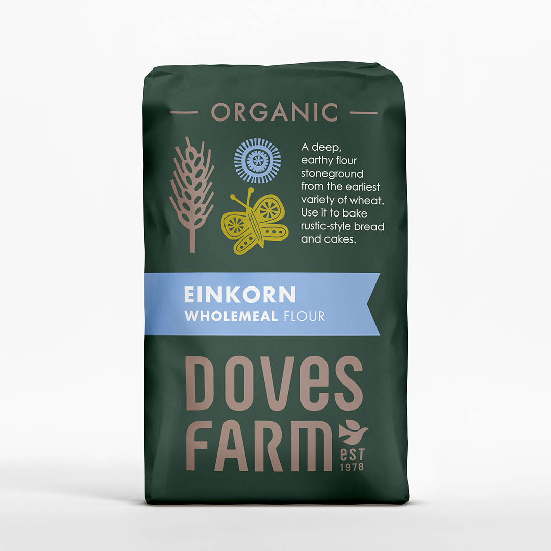 Organic Stoneground Wholemeal Einkorn Flour 1kg, front view, ancient grains, nutrient dense
