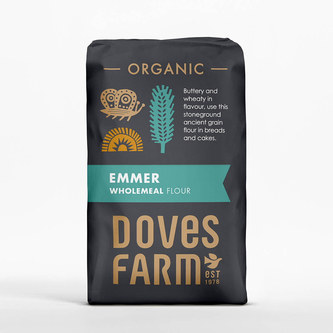 Organic Stoneground Wholemeal Emmer Flour 1kg, front view, ancient grains, nutrient dense, porridge