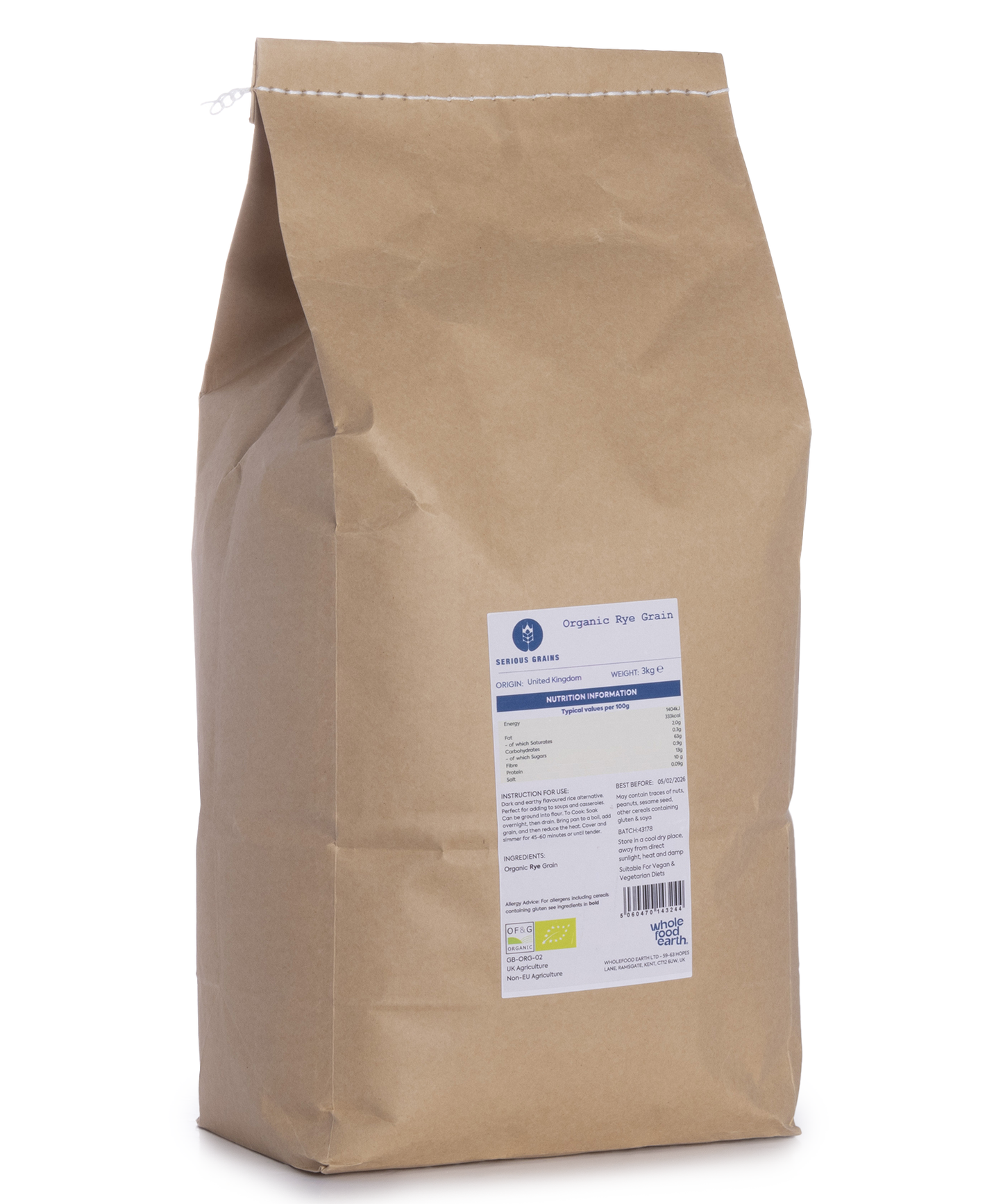 Organic Rye Grain - Serious Grains